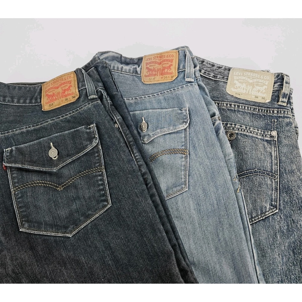 Lot of 3 Levi's 514 Straight Fit Jeans Men's Size 36x30‎ Denim